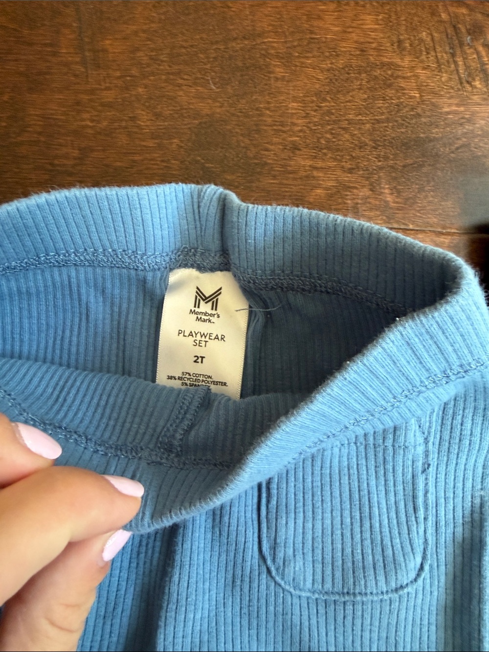 TWIN 2T Girls Kids Dusty Blue Ribbed Long-Sleeve Set - Picture 5 of 6